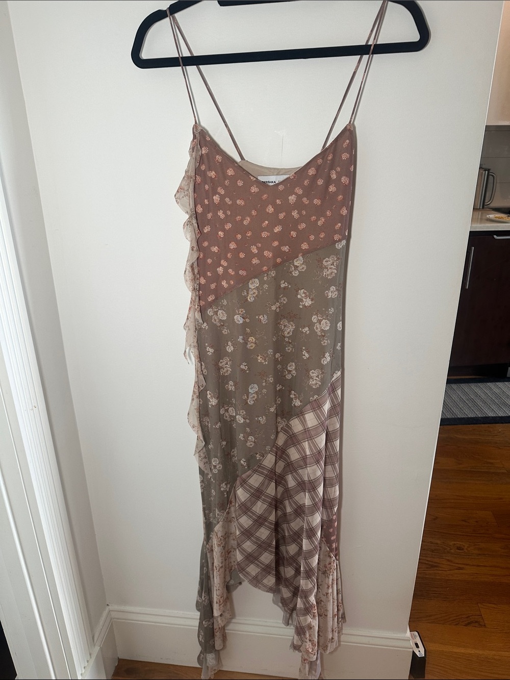 Slip Mesh Maxi Dress in Mauve Patchwork Floral -  Women